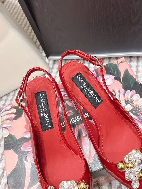 DG Rainbow Slingbacks Red Patent Leather 663072