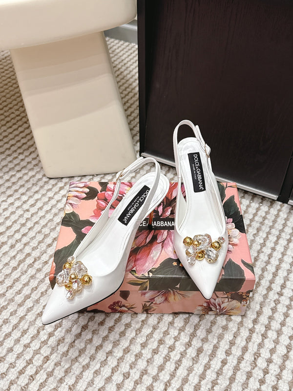 DG Rainbow Slingbacks White Patent Leather 663074
