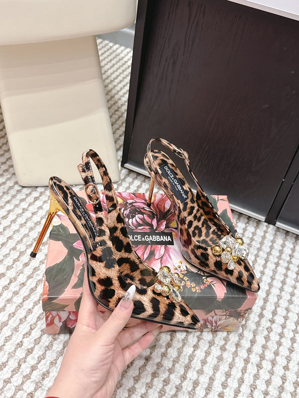 DG Rainbow Slingbacks Leopard Printed Patent Leather 663076