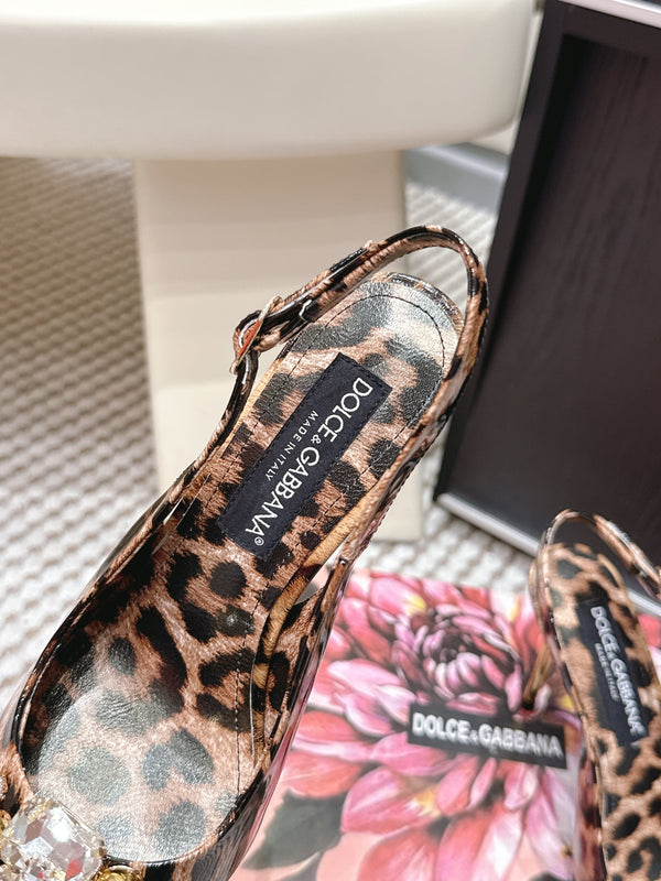 DG Rainbow Slingbacks Leopard Printed Patent Leather 663076