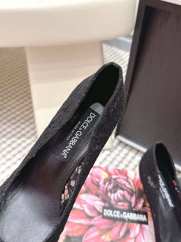 DG Pumps Crystals 6.5cm Black Taormina Lace 663079