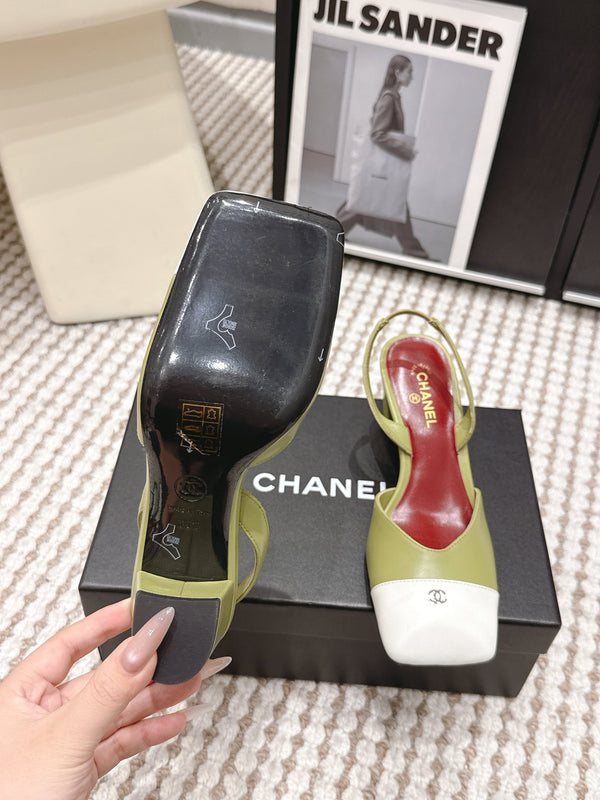 CC 2026 Slingbacks 5.5cm Green White Lambskin 721437