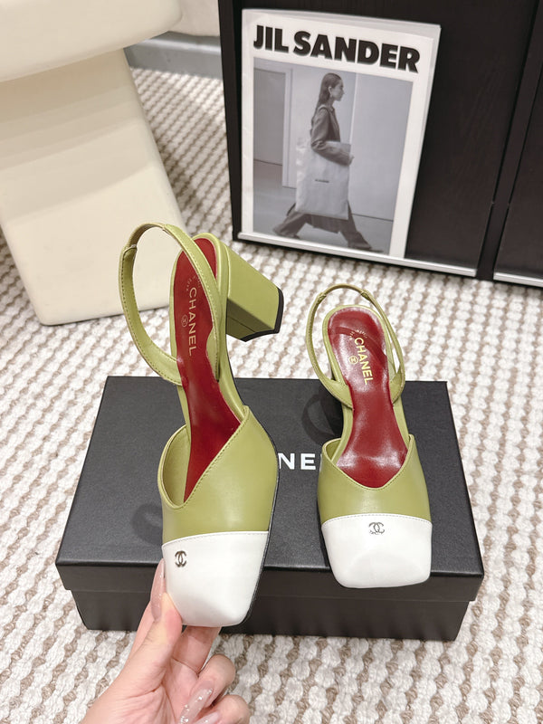 CC 2026 Slingbacks 5.5cm Green White Lambskin 721437