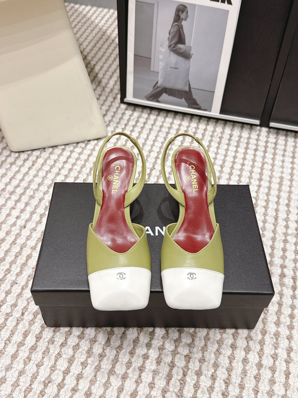 CC 2026 Slingbacks 5.5cm Green White Lambskin 721437