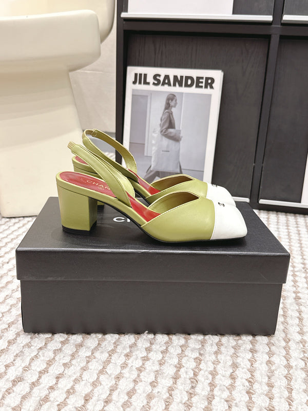 CC 2026 Slingbacks 5.5cm Green White Lambskin 721437