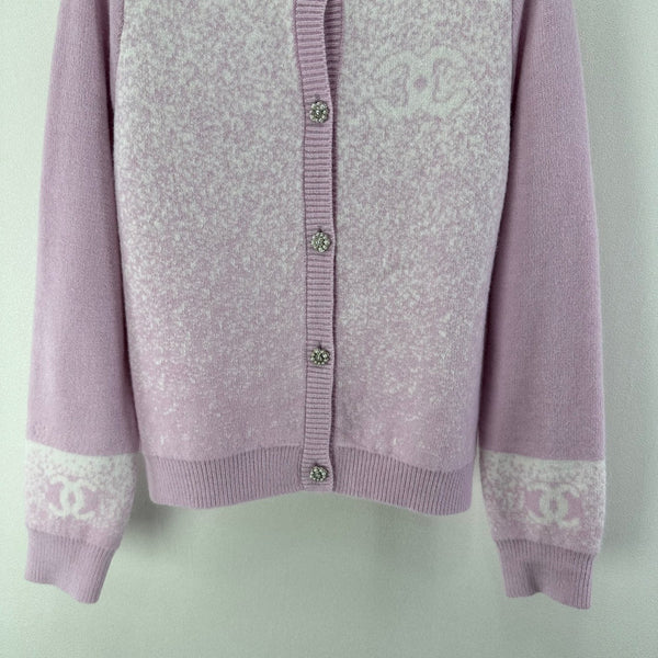 Chanel 2025 Cardigan en maille de laine rose 329297