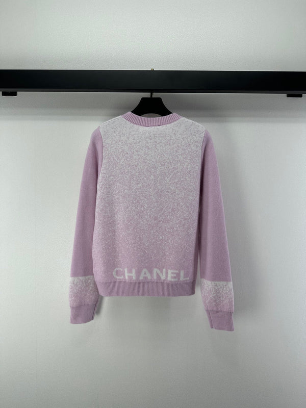 Chanel 2025 Cardigan en maille de laine rose 329297