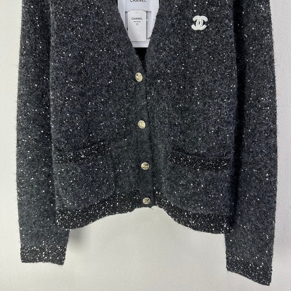 Gilet gris en maille col en V CC 346012