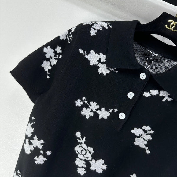 Polo CC Laine Noire et Blanche 346019