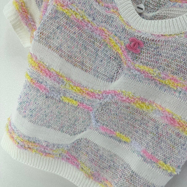 CC 26S Tricot manches courtes Crème Multicolore Laine Nylon Cachemire 349002
