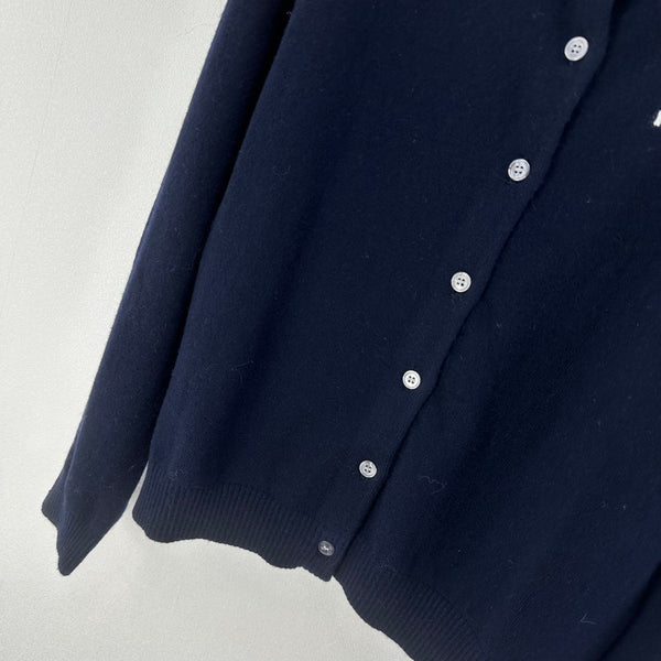 Miumiu 2026 Knit Long-Sleeve Cardigan Navy Blue Wool 349067