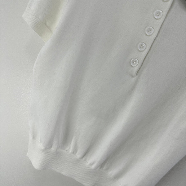 Celine Short-sleeved Polo Shirt White Cashmere Wool 349072