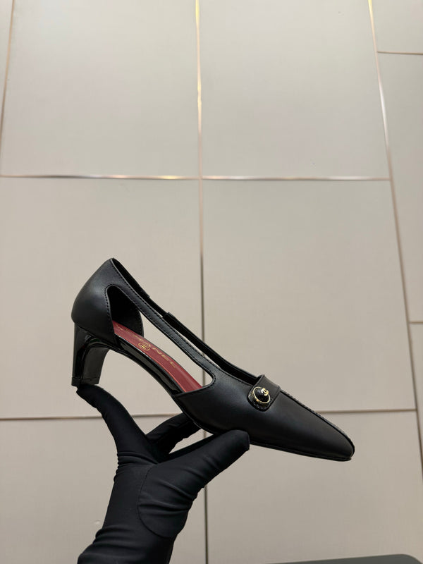 CC 26P Slingback 5cm Black Lambskin Patent Leather 791605