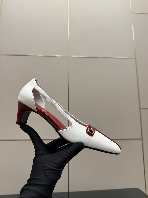 CC 26P Slingback 5cm White Red Patent Leather 791609