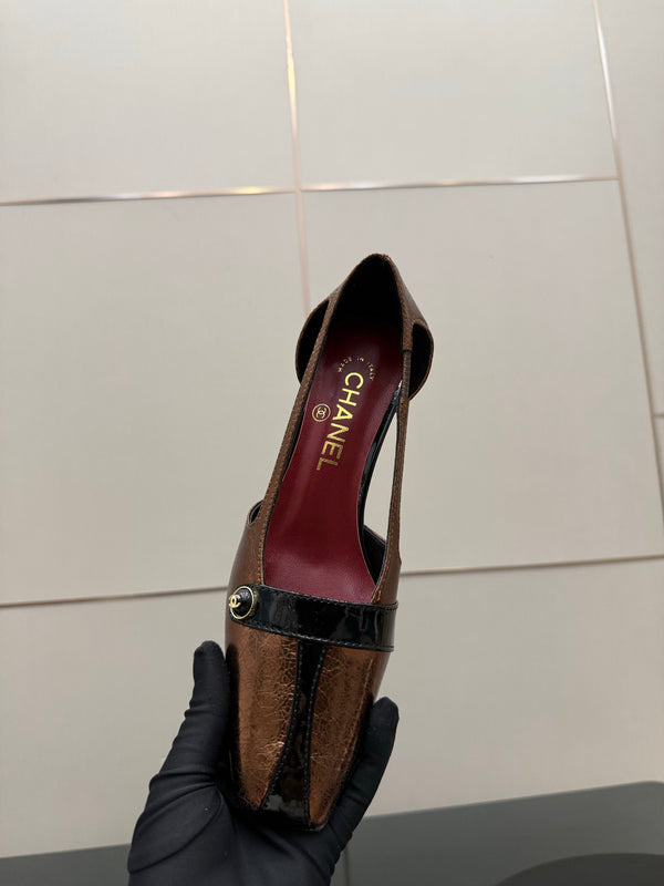 CC 26P Slingback 5cm Brown Black Patent Leather 791611