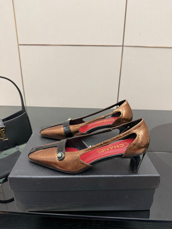 CC 26P Slingback 5cm Brown Black Patent Leather 791611