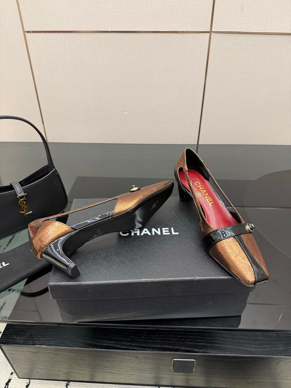 CC 26P Slingback 5cm Brown Black Patent Leather 791611