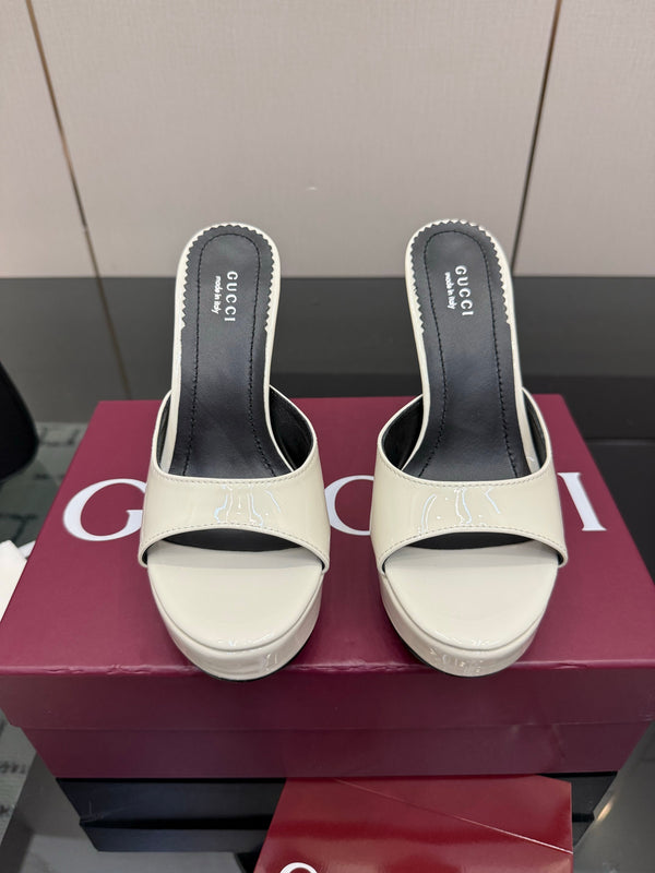 GG 26s Sandal 12cm White Patent Leather 828218
