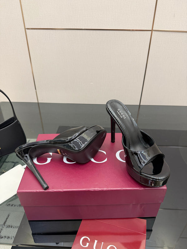 GG 26s Sandal 12cm Black Patent Leather 828219