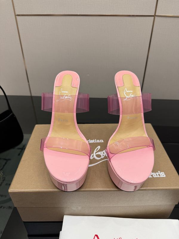 CL 2026 Just Loubi 14.5cm Mules Pink PVC Lambskin 828174