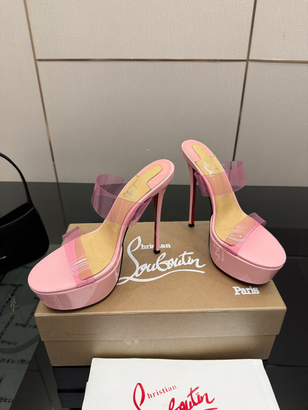 CL 2026 Just Loubi 14.5cm Mules Pink PVC Lambskin 828174