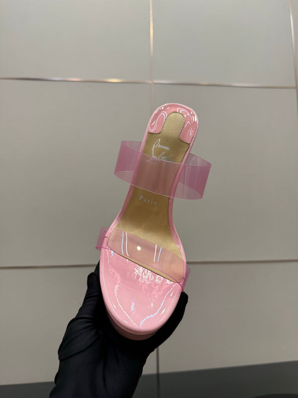 CL 2026 Just Loubi 14.5cm Mules Pink PVC Lambskin 828174