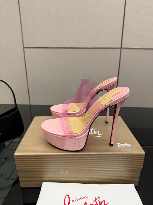 CL 2026 Just Loubi 14.5cm Mules Pink PVC Lambskin 828174