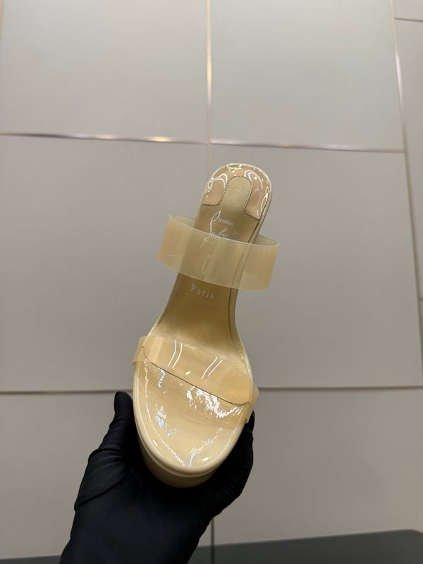 CL 2026 Just Loubi 14.5cm Mules Beige PVC Lambskin 828176
