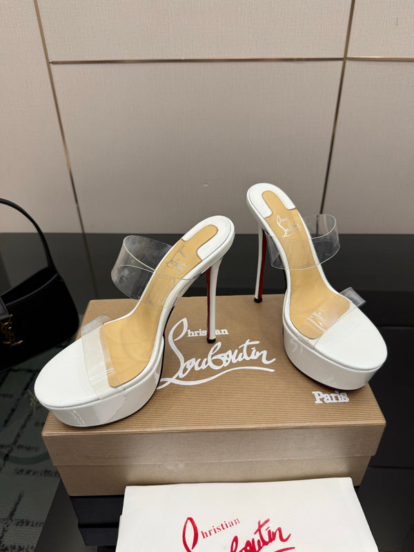 CL 2026 Just Loubi 14.5cm Mules White PVC Lambskin 828177