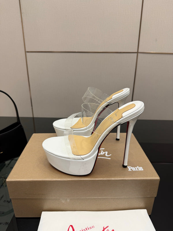 CL 2026 Just Loubi 14.5cm Mules White PVC Lambskin 828177