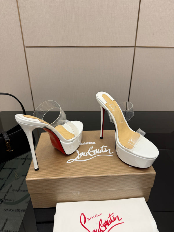 CL 2026 Just Loubi 14.5cm Mules White PVC Lambskin 828177
