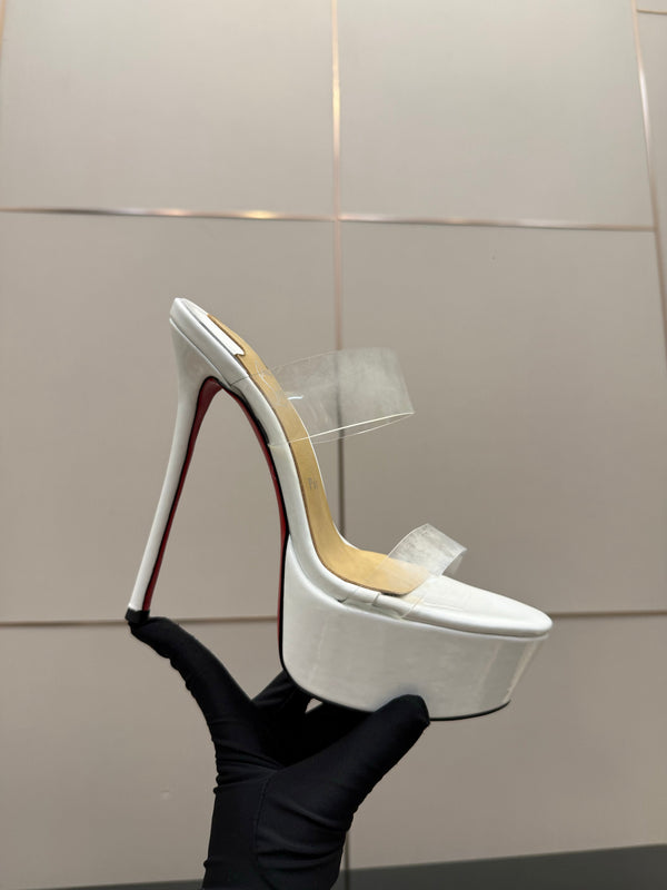 CL 2026 Just Loubi 14.5cm Mules White PVC Lambskin 828177