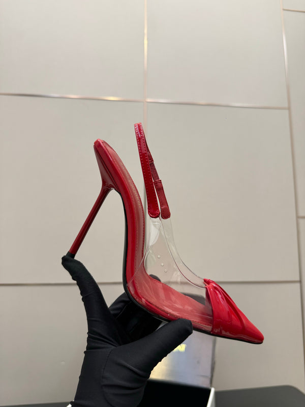 YSL Chica Slingback 10.5cm Red Leather 828239
