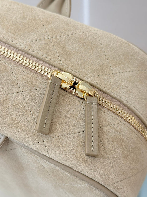 CC Maxi Bowling Bag 35.5cm Light Beige Suede