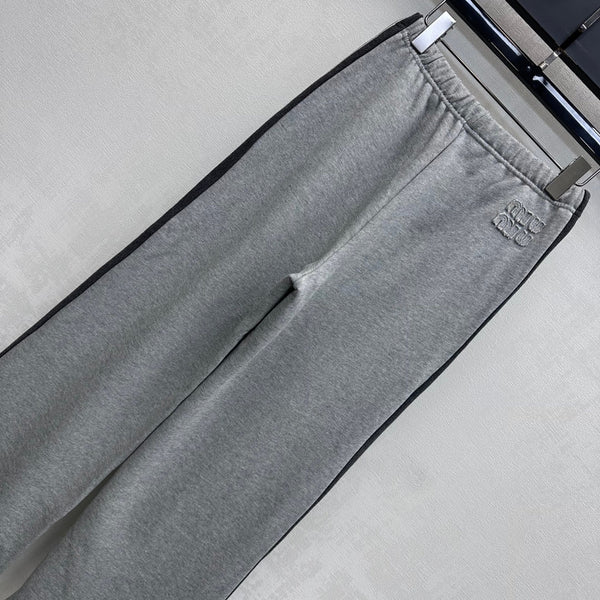 Miu Miu Fleece Pants Grey Cotton 341879