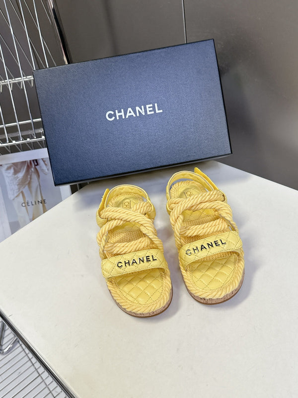CC 2026 Sandal Yellow Rope Calfskin 675898