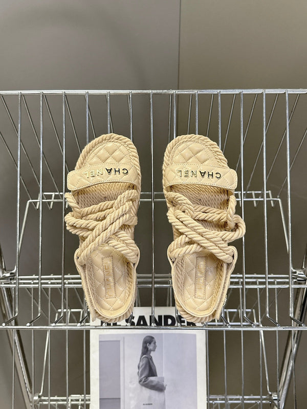 CC 2026 Sandal Beige Rope Calfskin 675899