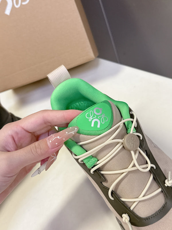 Loewe x On Cloudsolo Sneakers Khaki Green/Sand Polyester and Mesh 536844