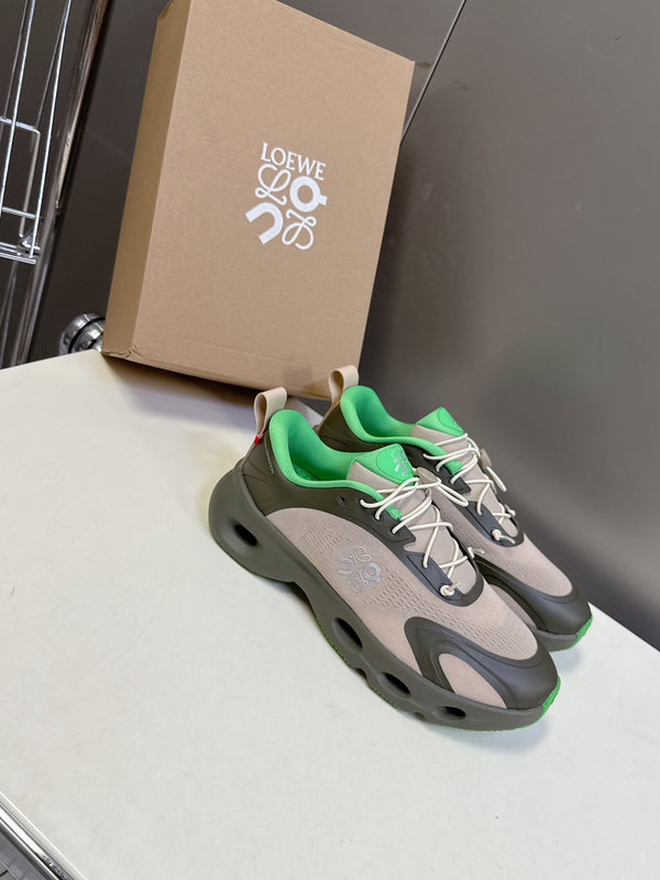 Loewe x On Cloudsolo Sneakers Khaki Green/Sand Polyester and Mesh 536844