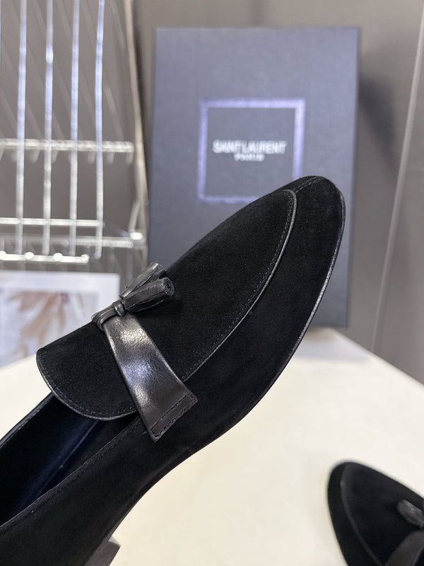 YSL 26s Loafer Black Suede Leather 635584