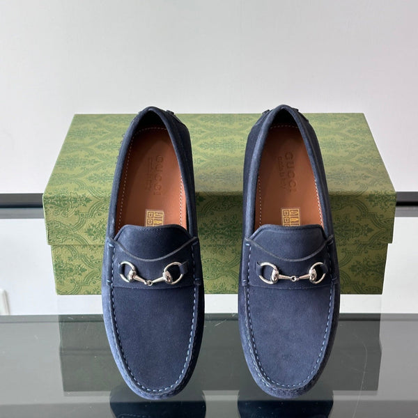 GG Men's Horsebit Loafer Navy Blue Suede 543472