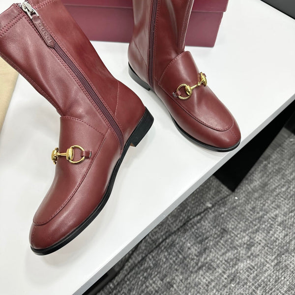 GG Jordaan Horsebit Ankle Boots 2.5 Burgundy Sheepskin 626776