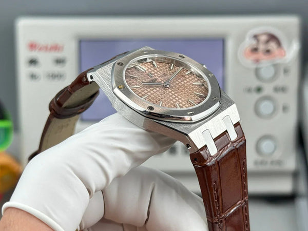 Audemars Piguet Royal 33mm Pink Gold Dial Brown Crocodile Leather