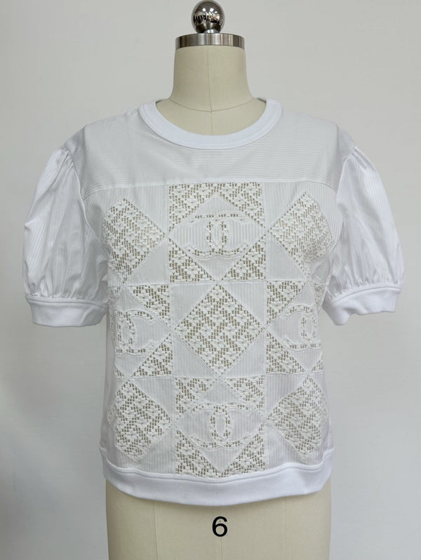 CC 25 Appliqué Short Sleeves T-shirt White Cotton
