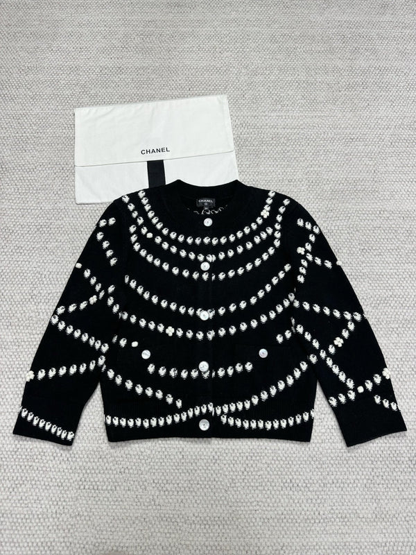 CC 25 Perle Cardigan Nero Cashmere