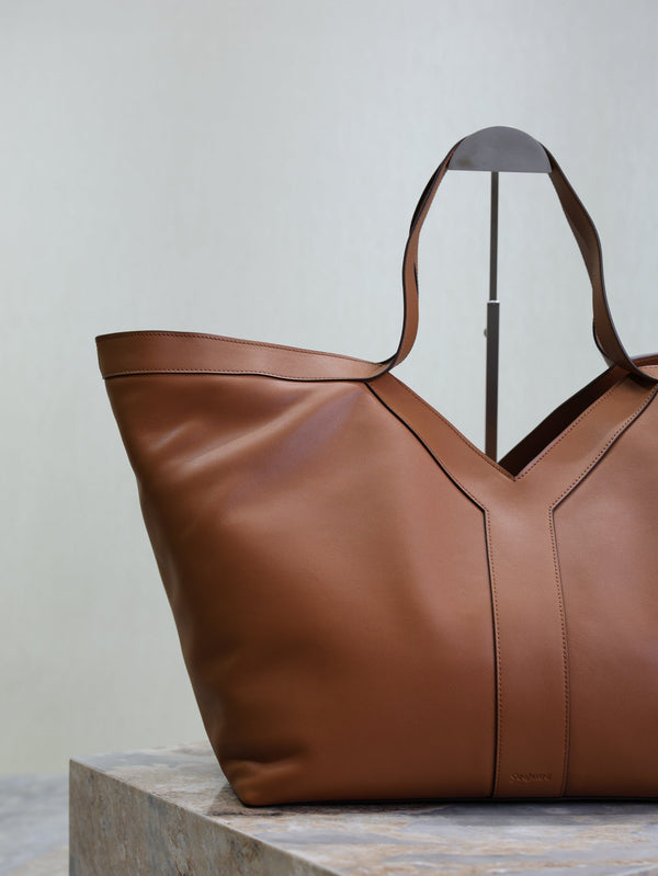 Y Tote Bag Brown Cowhide