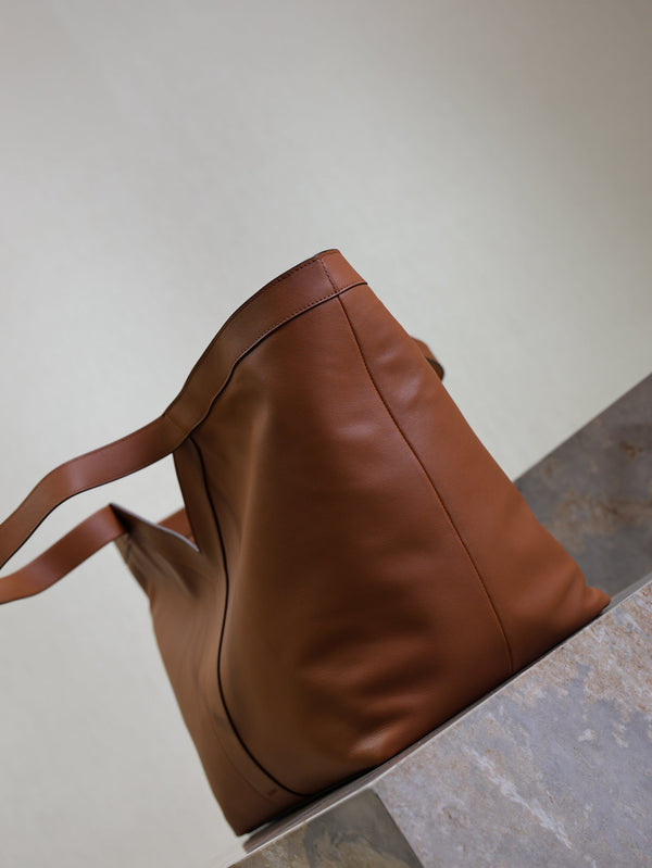 Y Tote Bag Brown Cowhide