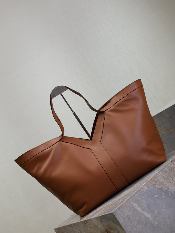 Y Tote Bag Brown Cowhide