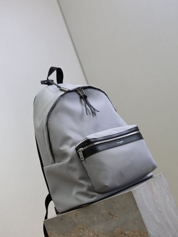 City Backpacks Light Gray Cowhide Cotton