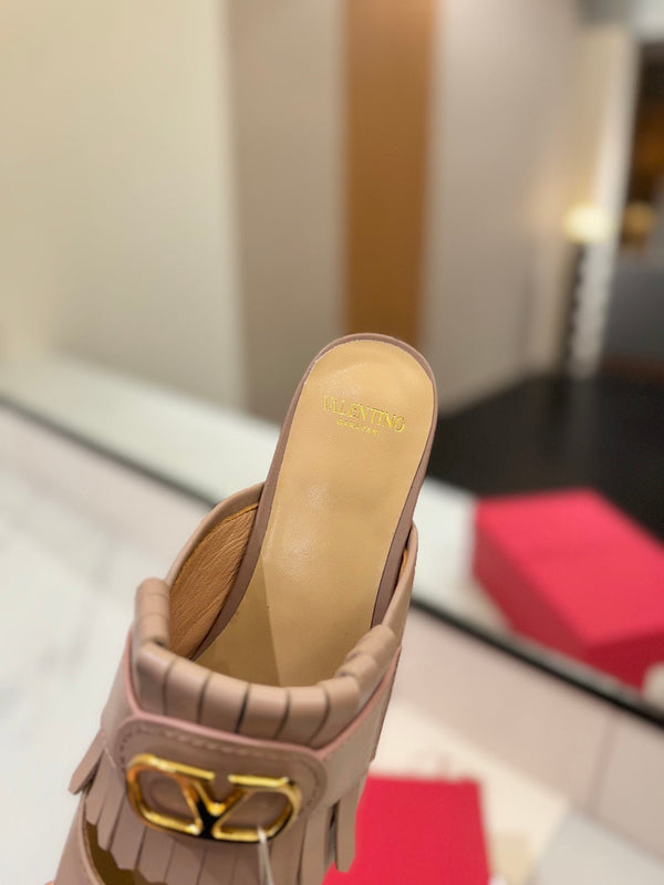 VT 2025 Signature Mule in pelle di vitello beige puro 295081